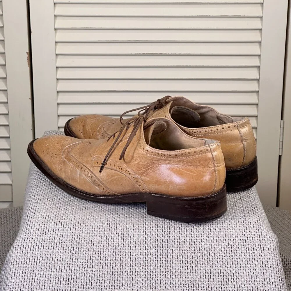 Bronx brand Italy Made Brogues Oxfords Round Point Toe Mens Dress Shoes Size 9.5